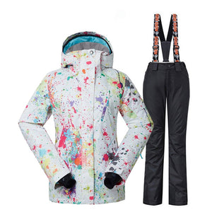 Gsou Snow Women Snow Jacket winter Snowboarding clothing Waterproof windproof skiing costume ski jackets and bibs Snow pants