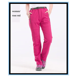 Pants Outdoor -20 Degree Hiking Trousers Winter Fleece Softshell Pants Man Women Skiing Camping Waterproof Trekking Pants