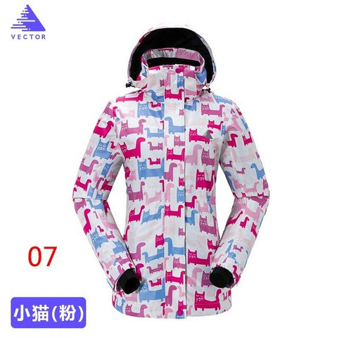 Extra Large Size XXL Special Printing Patterns Ski Thick Jacket Women Windproof Waterproof Winter Outdoor Warm Skiing Skateboard