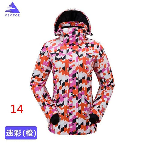 Extra Large Size XXL Special Printing Patterns Ski Thick Jacket Women Windproof Waterproof Winter Outdoor Warm Skiing Skateboard