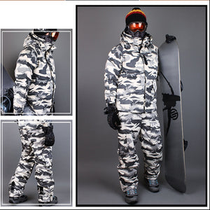 Premium Edition "Southplay" Winter 10,000mm Waterproof Ski Snowboard (Jacket With Pants) Sets - White Military Suit