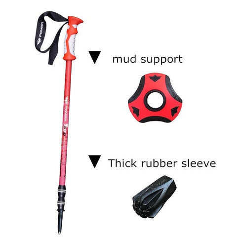 Mountaineering Hiking Skiing Trail Running Stick Matte Lightweight Aluminum Alloy Straight Handle Trekking Pole Shock Absorber