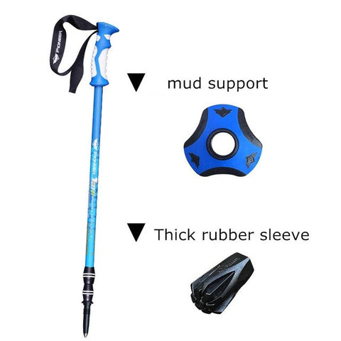 Mountaineering Hiking Skiing Trail Running Stick Matte Lightweight Aluminum Alloy Straight Handle Trekking Pole Shock Absorber