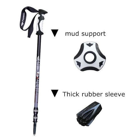 Mountaineering Hiking Skiing Trail Running Stick Matte Lightweight Aluminum Alloy Straight Handle Trekking Pole Shock Absorber