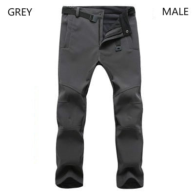 Woman Men Outdoor Camping&Hiking Pants Soft Shell Waterproof Fleece Windproof Pants SkiingTrousers Double snowboard trousers