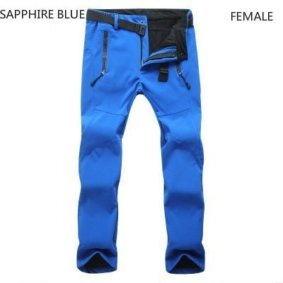 Woman Men Outdoor Camping&Hiking Pants Soft Shell Waterproof Fleece Windproof Pants SkiingTrousers Double snowboard trousers