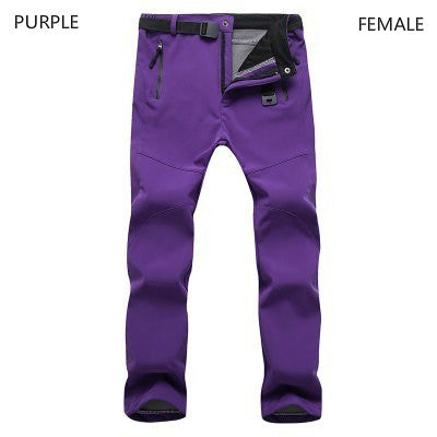 Woman Men Outdoor Camping&Hiking Pants Soft Shell Waterproof Fleece Windproof Pants SkiingTrousers Double snowboard trousers