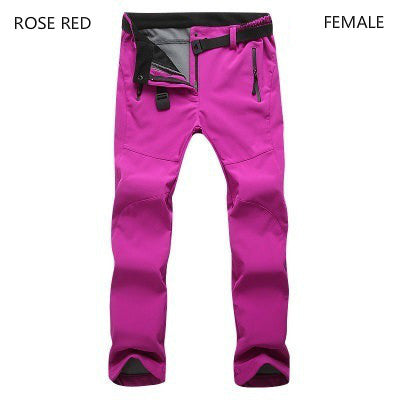 Woman Men Outdoor Camping&Hiking Pants Soft Shell Waterproof Fleece Windproof Pants SkiingTrousers Double snowboard trousers