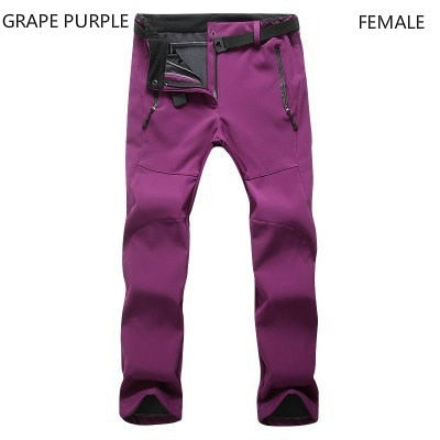 Woman Men Outdoor Camping&Hiking Pants Soft Shell Waterproof Fleece Windproof Pants SkiingTrousers Double snowboard trousers