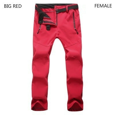 Woman Men Outdoor Camping&Hiking Pants Soft Shell Waterproof Fleece Windproof Pants SkiingTrousers Double snowboard trousers