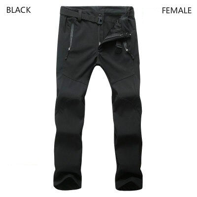 Woman Men Outdoor Camping&Hiking Pants Soft Shell Waterproof Fleece Windproof Pants SkiingTrousers Double snowboard trousers