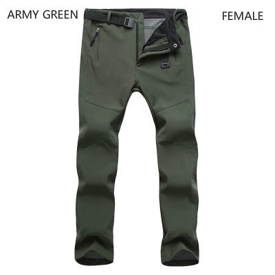 Woman Men Outdoor Camping&Hiking Pants Soft Shell Waterproof Fleece Windproof Pants SkiingTrousers Double snowboard trousers