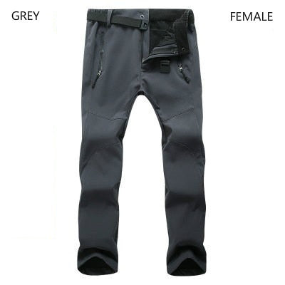 Woman Men Outdoor Camping&Hiking Pants Soft Shell Waterproof Fleece Windproof Pants SkiingTrousers Double snowboard trousers