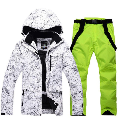 -30 Men and Women black or white Snow suit outdoor Ski Clothing snowboarding Sets waterproof costume Snow jackets and bib pant