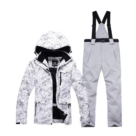 -30 Men and Women black or white Snow suit outdoor Ski Clothing snowboarding Sets waterproof costume Snow jackets and bib pant