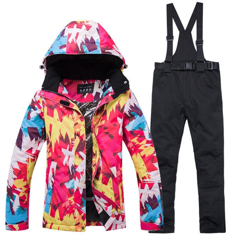 New Thick Warm Ski Suit Women Waterproof Windproof Skiing and Snowboarding Jacket Pants Set Female Snow Costumes Outdoor Wear