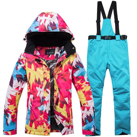 New Thick Warm Ski Suit Women Waterproof Windproof Skiing and Snowboarding Jacket Pants Set Female Snow Costumes Outdoor Wear