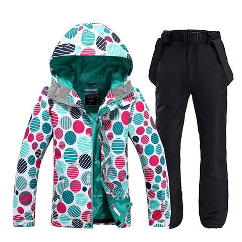 Women's Snow Wear Female Snowboarding clothing waterproof windproof ski suit jacket and bib Snow pants outdoor sports costume