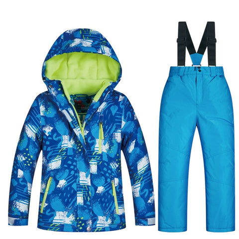 2019 New Children's Ski Suit For Kids Windproof Waterproof Warm Boys Snow Jacket And Pants Winter Snow Ski Snowboarding Suit Set