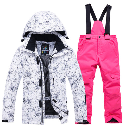 -30 Children Snow Suit Wear Outdoor Waterproof windproof Warm Costume winter Snowboarding Ski jacket + Snow pant boys and girls