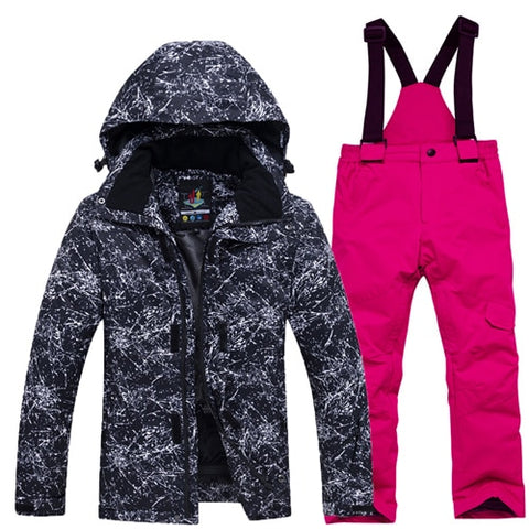 -30 Children Snow Suit Wear Outdoor Waterproof windproof Warm Costume winter Snowboarding Ski jacket + Snow pant boys and girls