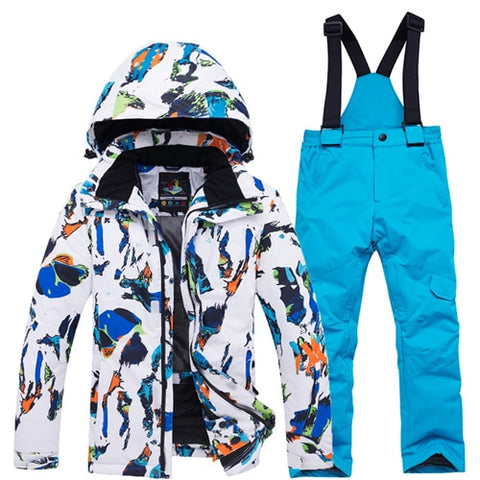 Outdoor Winter Children Ski Suit Skiing Jackets Set Girls Sports Waterproof Suit Boys Snow Thickening Warm Set Jackets + Pants