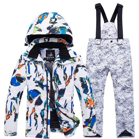 Outdoor Winter Children Ski Suit Skiing Jackets Set Girls Sports Waterproof Suit Boys Snow Thickening Warm Set Jackets + Pants