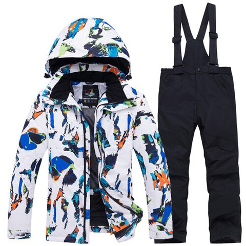 Outdoor Winter Children Ski Suit Skiing Jackets Set Girls Sports Waterproof Suit Boys Snow Thickening Warm Set Jackets + Pants