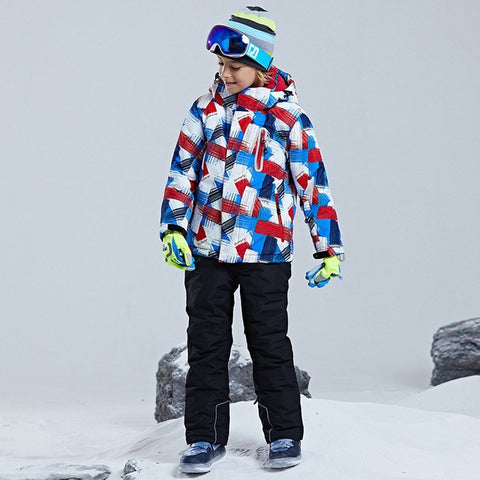 Ski Jacket Children Waterproof Windproof Clothing Kids Ski Pants Boys Girls -30 DEGREE Winter Warm Snowboarding Outdoor Ski Suit