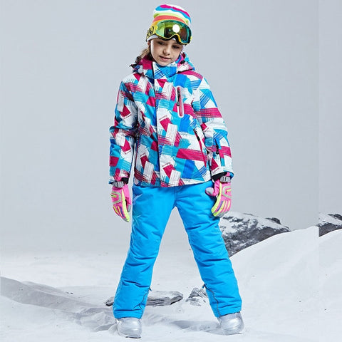 Ski Jacket Children Waterproof Windproof Clothing Kids Ski Pants Boys Girls -30 DEGREE Winter Warm Snowboarding Outdoor Ski Suit