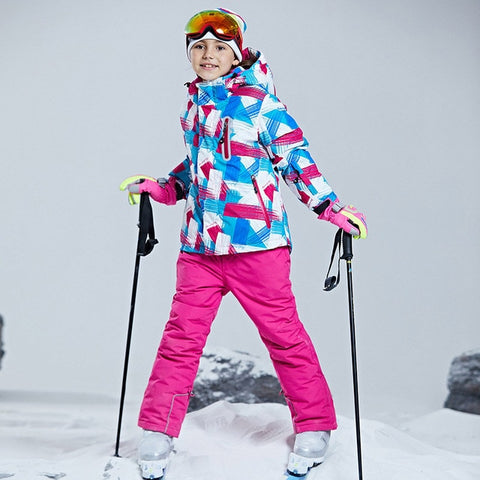 Ski Jacket Children Waterproof Windproof Clothing Kids Ski Pants Boys Girls -30 DEGREE Winter Warm Snowboarding Outdoor Ski Suit