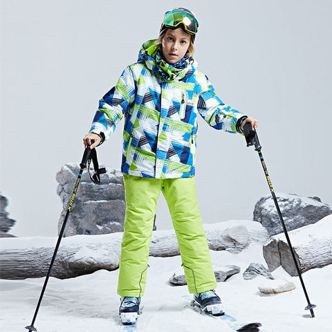 Ski Jacket Children Waterproof Windproof Clothing Kids Ski Pants Boys Girls -30 DEGREE Winter Warm Snowboarding Outdoor Ski Suit