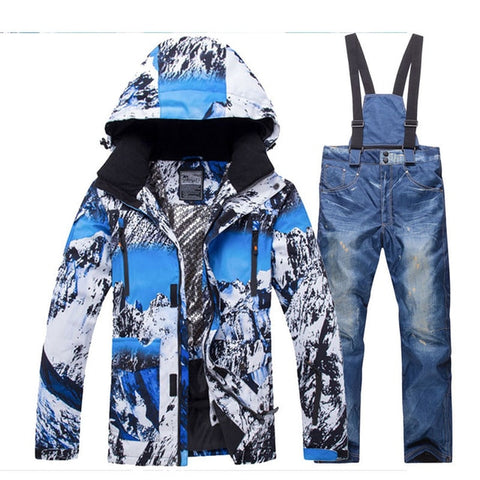 Jacket + Strap pant Sets Men's Snow suit outdoor sports Clothing snowboarding sets waterproof windproof winter Costume Ski Wear