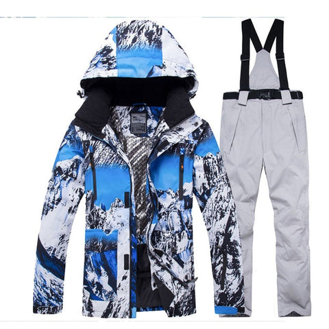 Jacket + Strap pant Sets Men's Snow suit outdoor sports Clothing snowboarding sets waterproof windproof winter Costume Ski Wear