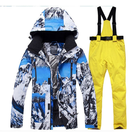 Jacket + Strap pant Sets Men's Snow suit outdoor sports Clothing snowboarding sets waterproof windproof winter Costume Ski Wear