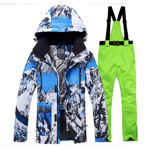 Jacket + Strap pant Sets Men's Snow suit outdoor sports Clothing snowboarding sets waterproof windproof winter Costume Ski Wear