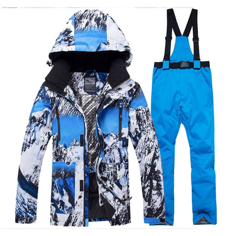 Jacket + Strap pant Sets Men's Snow suit outdoor sports Clothing snowboarding sets waterproof windproof winter Costume Ski Wear