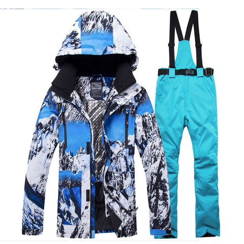 Jacket + Strap pant Sets Men's Snow suit outdoor sports Clothing snowboarding sets waterproof windproof winter Costume Ski Wear