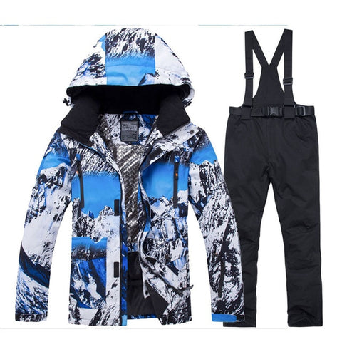 Jacket + Strap pant Sets Men's Snow suit outdoor sports Clothing snowboarding sets waterproof windproof winter Costume Ski Wear