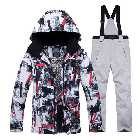 Jacket + Strap pant Sets Men's Snow suit outdoor sports Clothing snowboarding sets waterproof windproof winter Costume Ski Wear