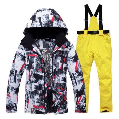 Jacket + Strap pant Sets Men's Snow suit outdoor sports Clothing snowboarding sets waterproof windproof winter Costume Ski Wear