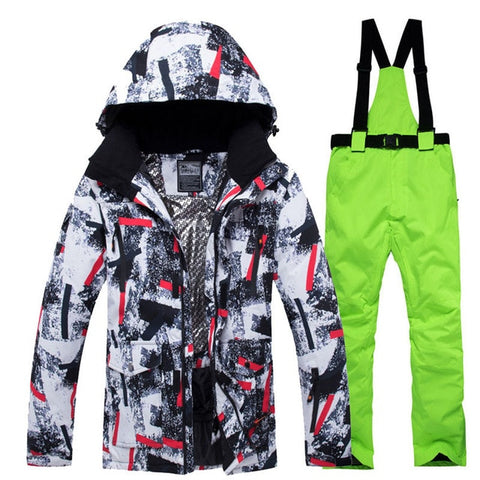 Jacket + Strap pant Sets Men's Snow suit outdoor sports Clothing snowboarding sets waterproof windproof winter Costume Ski Wear