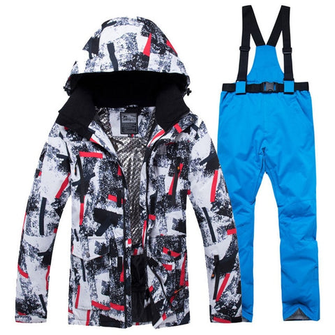 Jacket + Strap pant Sets Men's Snow suit outdoor sports Clothing snowboarding sets waterproof windproof winter Costume Ski Wear