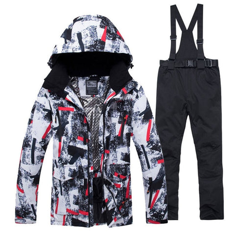 Jacket + Strap pant Sets Men's Snow suit outdoor sports Clothing snowboarding sets waterproof windproof winter Costume Ski Wear