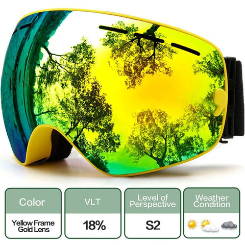 Ski Goggles,Winter Snow Sports Goggles with Anti-fog UV Protection for Men Women Youth Interchangeable Lens - Premium Goggles