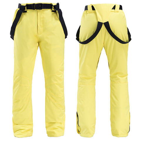 New Winter Thicken Warm Skiing Pants Men Women Lovers Windproof Waterproof Suspender Pants Snow Snowboard Trousers