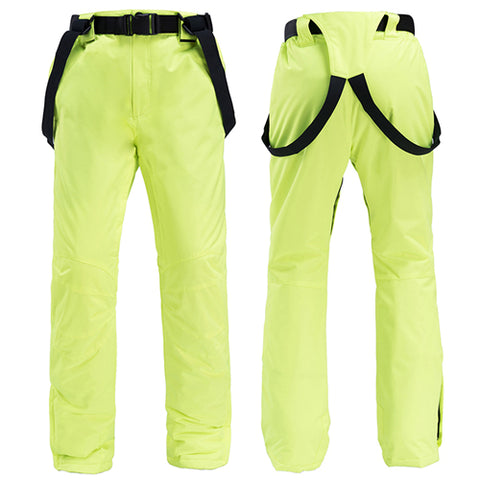 New Winter Thicken Warm Skiing Pants Men Women Lovers Windproof Waterproof Suspender Pants Snow Snowboard Trousers