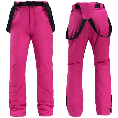 New Winter Thicken Warm Skiing Pants Men Women Lovers Windproof Waterproof Suspender Pants Snow Snowboard Trousers