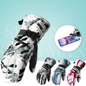 New Thermal Ski Gloves Men Women Winter Fleece Waterproof Warm Snowboard Snow Gloves 3 Fingers Touch Screen for Skiing Riding