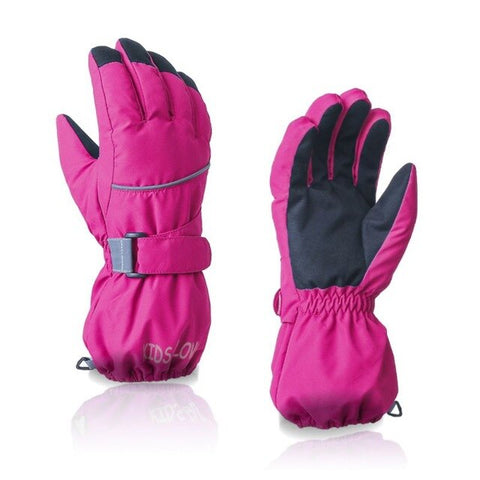 Boys / Girls Winter Warm Ski Gloves Sport Waterproof Windproof Snow Mitten Adjustable Ski Strap Skiing Gloves